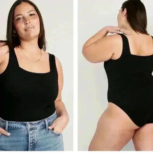 Old Navy Square Neck Tank Top Black Bodysuit Plus Size Tall XXL NWT